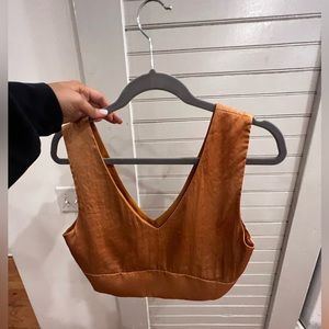 V neck satin crop top